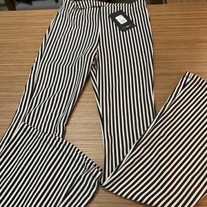 Fashion Nova White Black Stripe Flare Pants M NWT